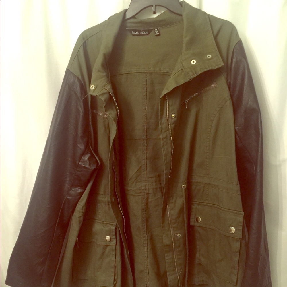 Faux Leather Sleeve Jacket